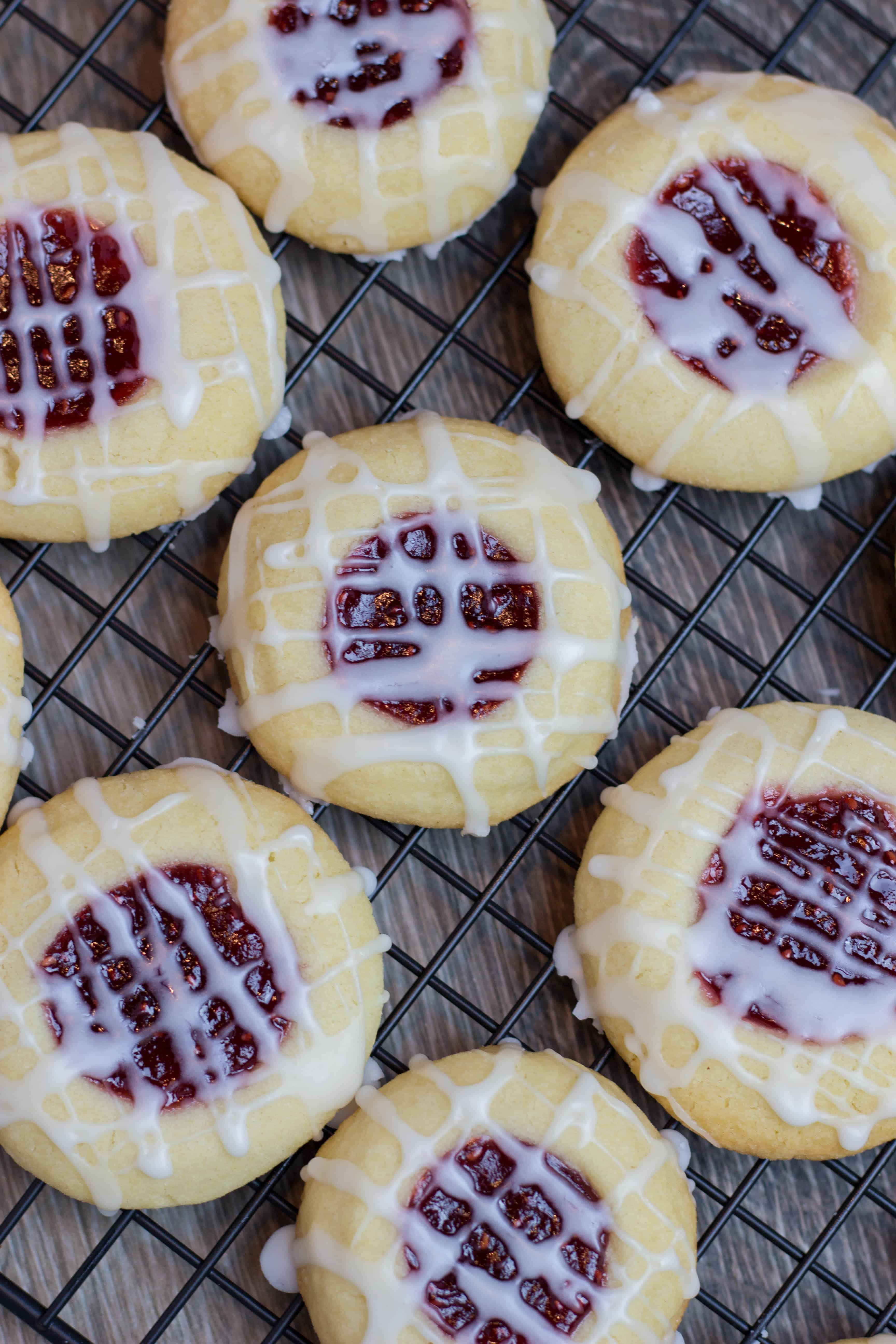 Raspberry Almond Thumbprint Cookies