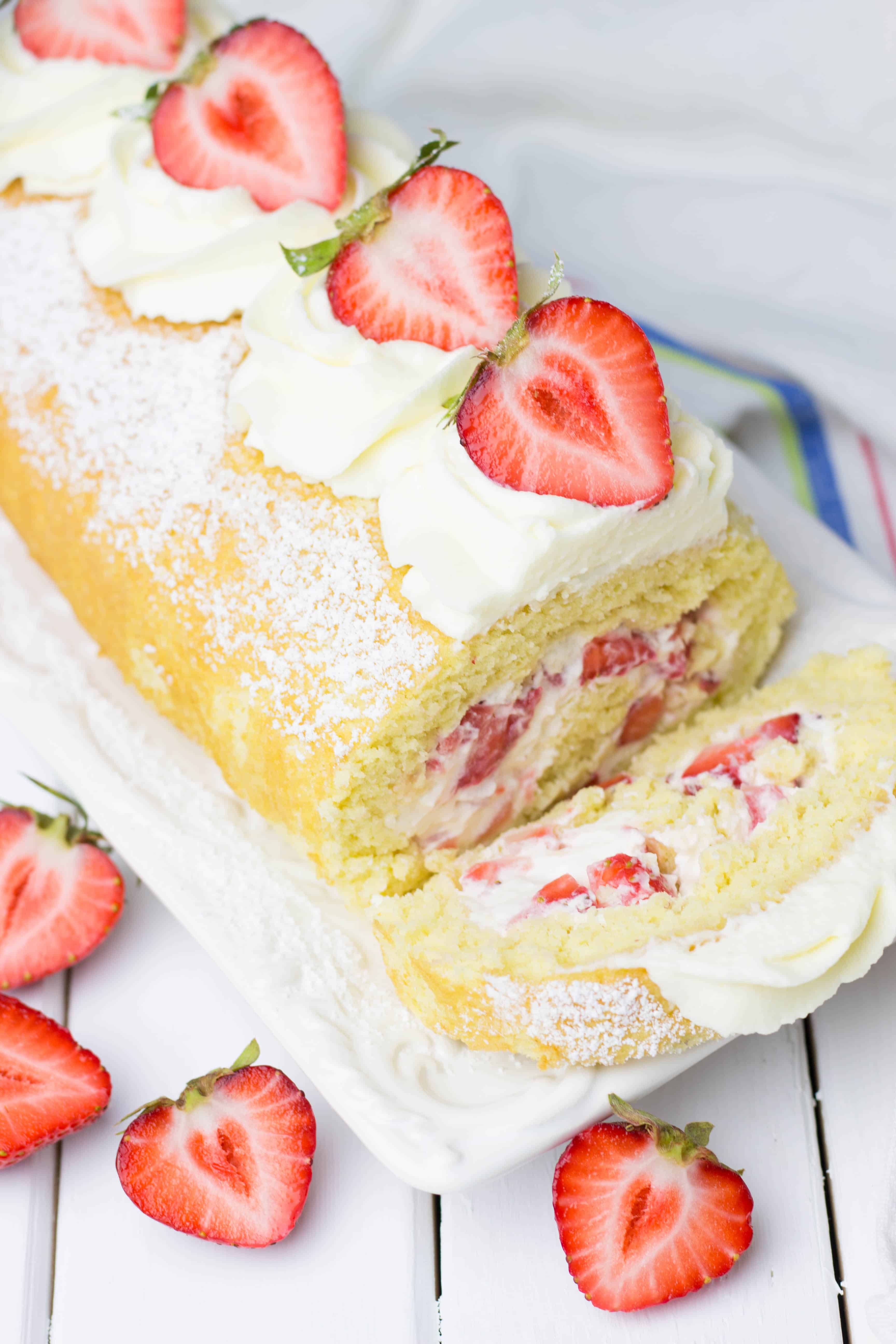 Summer Strawberry Cake Roll Veronikas Kitchen 