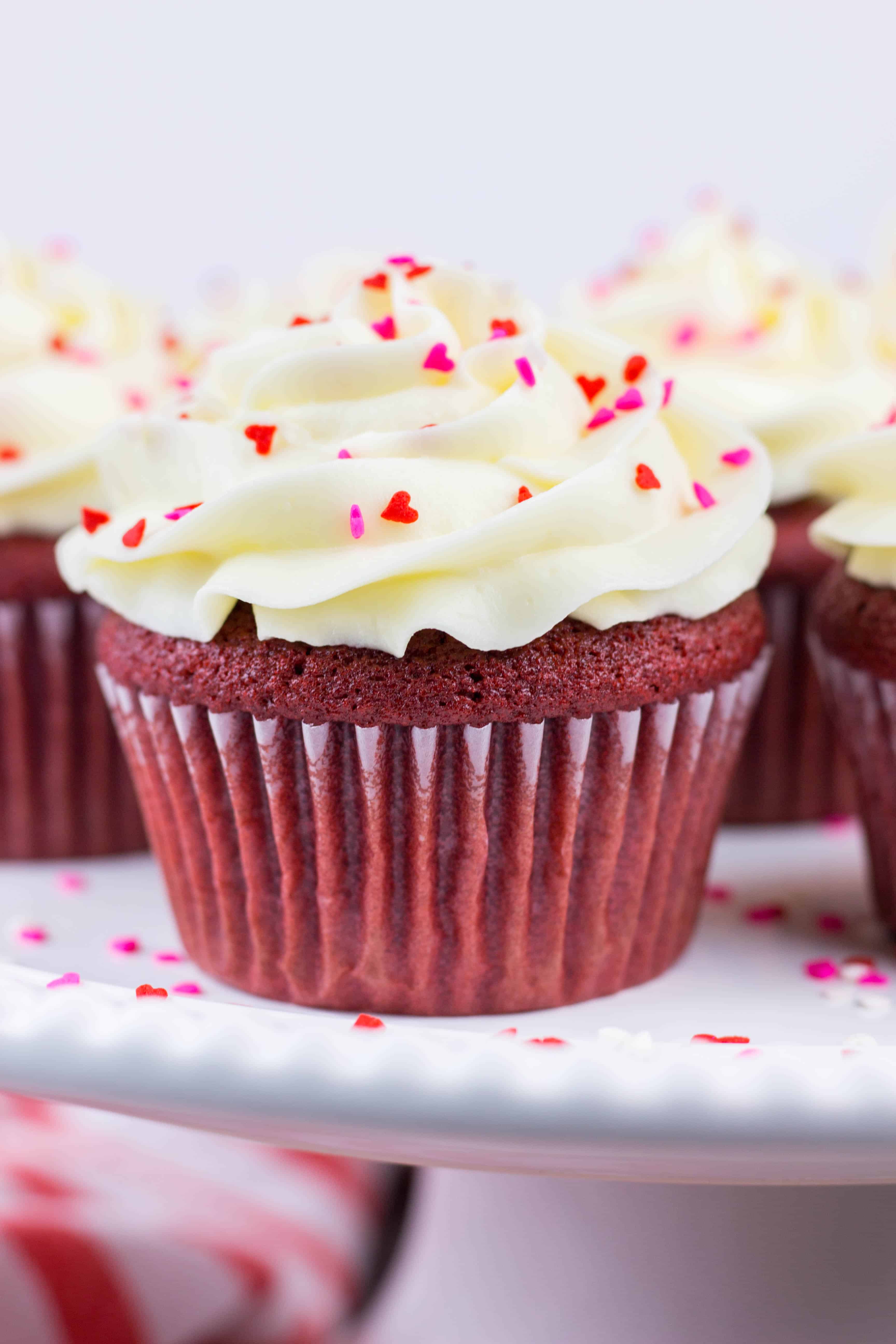 Red Velvet Cupcakes with cream cheese frosting is a perfect St. Valentine’s Day recipe to surprise your loved ones. These easy to make from scratch cupcakes will become your favorite!