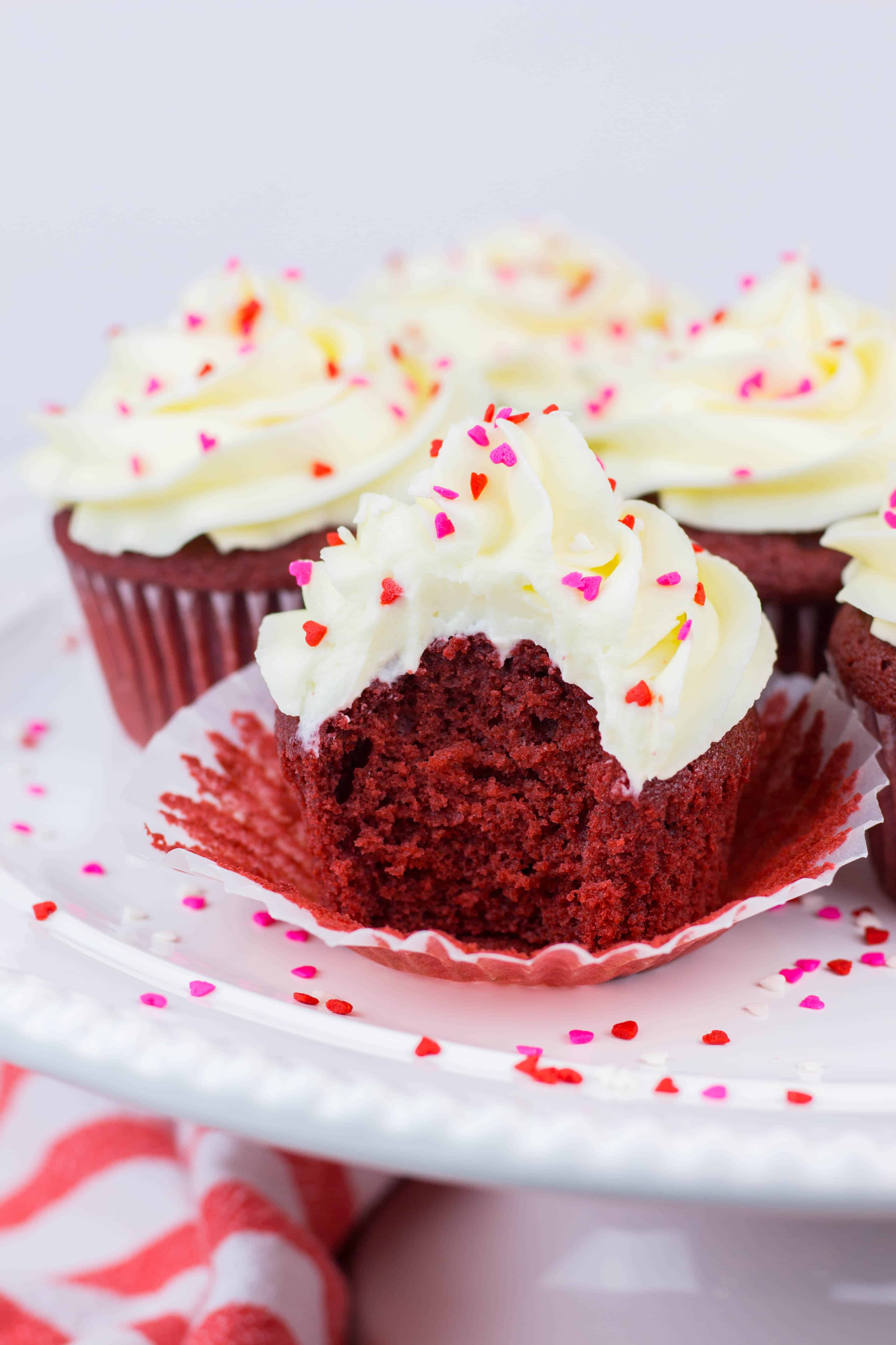 Red Velvet Cupcakes with cream cheese frosting is a perfect St. Valentine’s Day recipe to surprise your loved ones. These easy to make from scratch cupcakes will become your favorite!