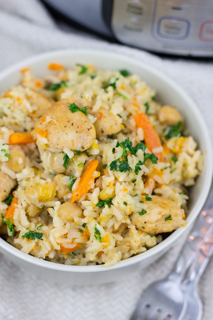 Instant Pot Chicken and Rice Pilaf recipe is perfect comfort food that is full of flavor and easy to make. This All-in-One-Pot meal will be ready in under 30 minutes.