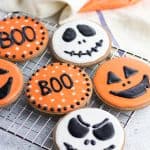 Halloween Chocolate Sugar Cookies are classic soft cut out sugar cookies made with cocoa powder and decorated with easy sugar icing!