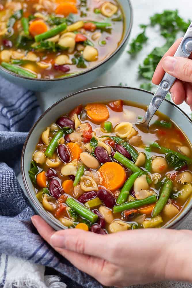 Instant Pot Minestrone Soup in a bowl.