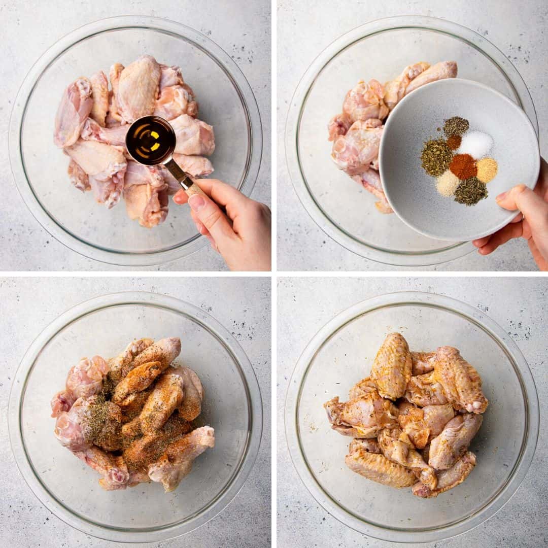 Process photos of how to make Buffalo Wings.