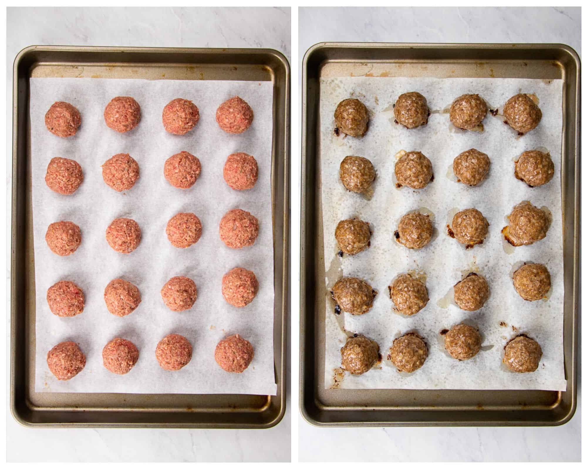 Process photos of how to make Oven Baked Meatballs.