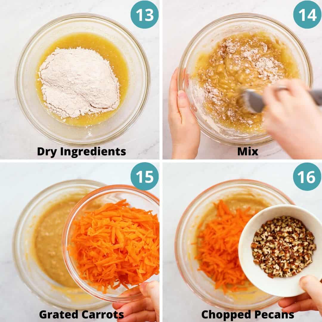 process photos of how to make Carrot Cake Cupcakes.