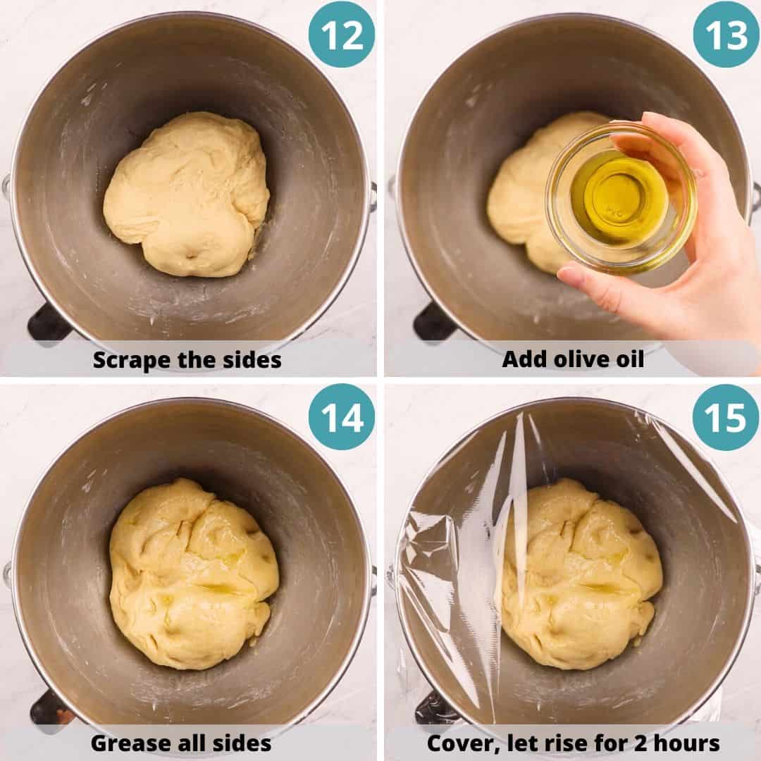 Process hotos of how to make dinner rolls.