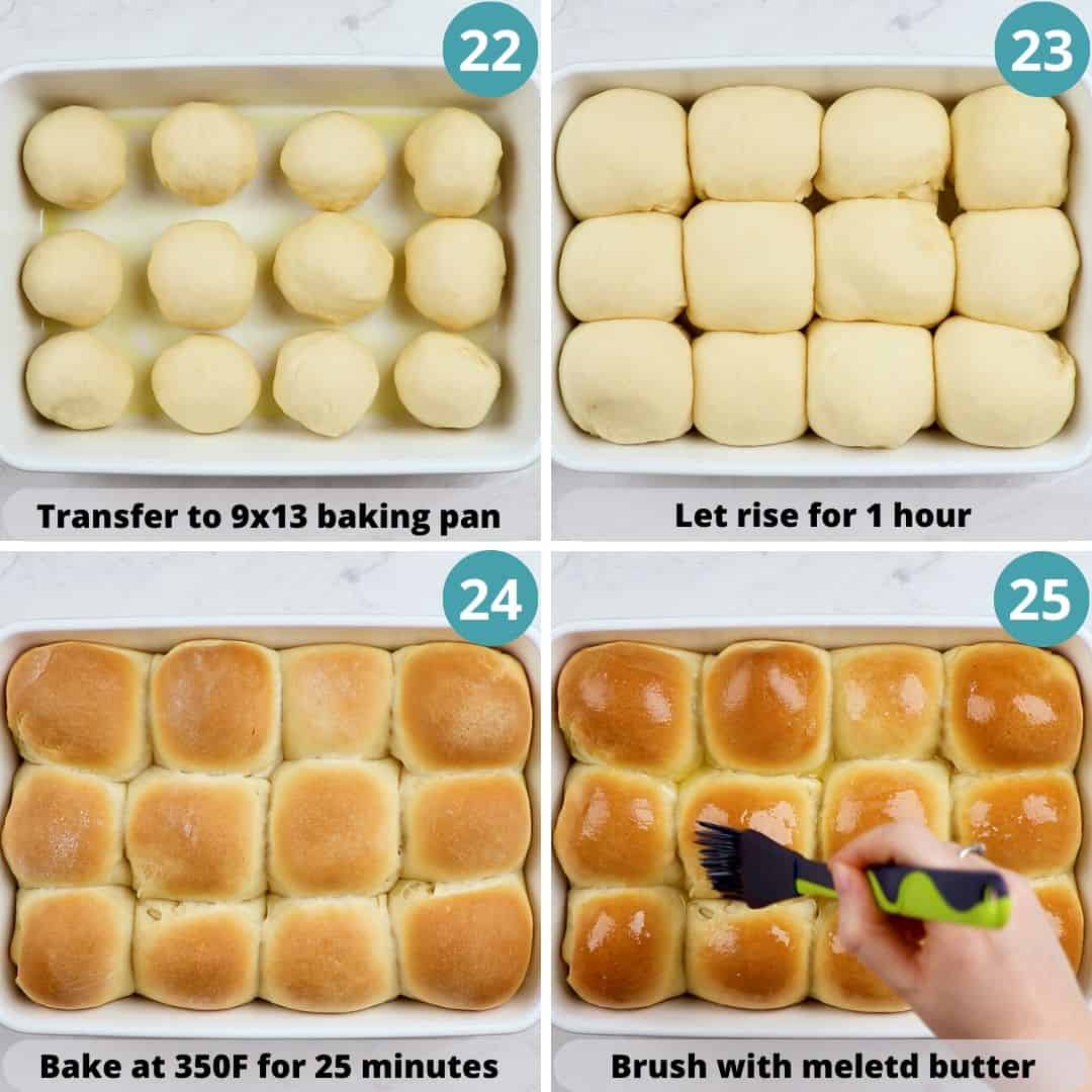 Process photos of how to make dinner rolls.