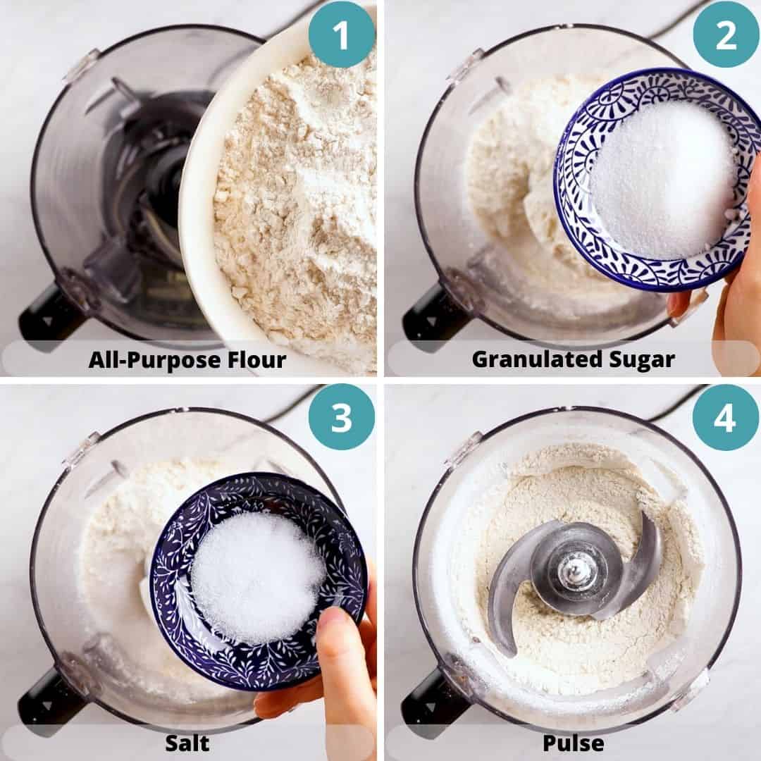 Process photos of how to make pie crust.