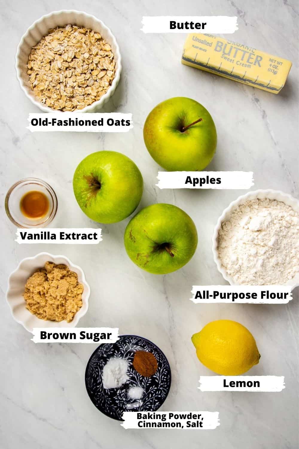 Ingredients for Apple Crisp.