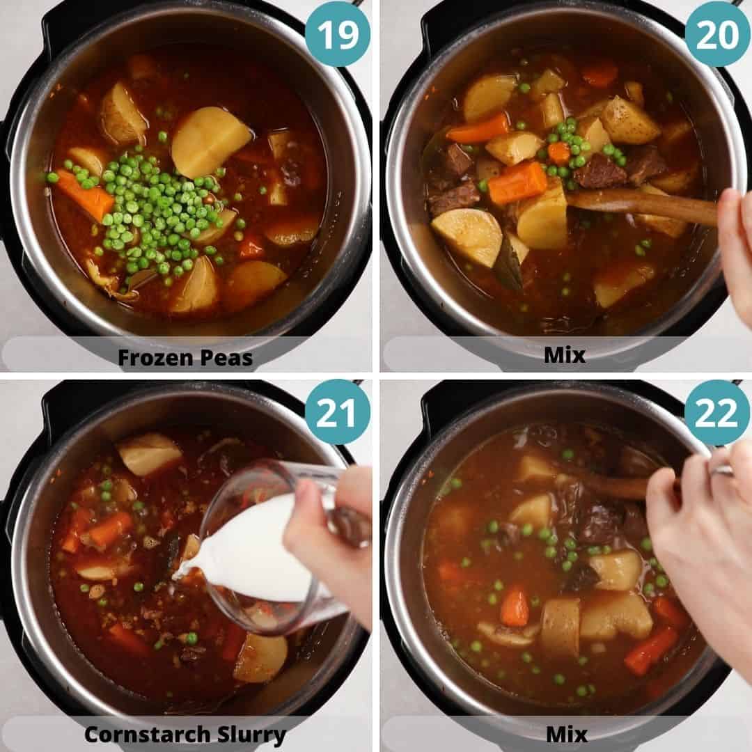 Process photos of how to make beef stew.
