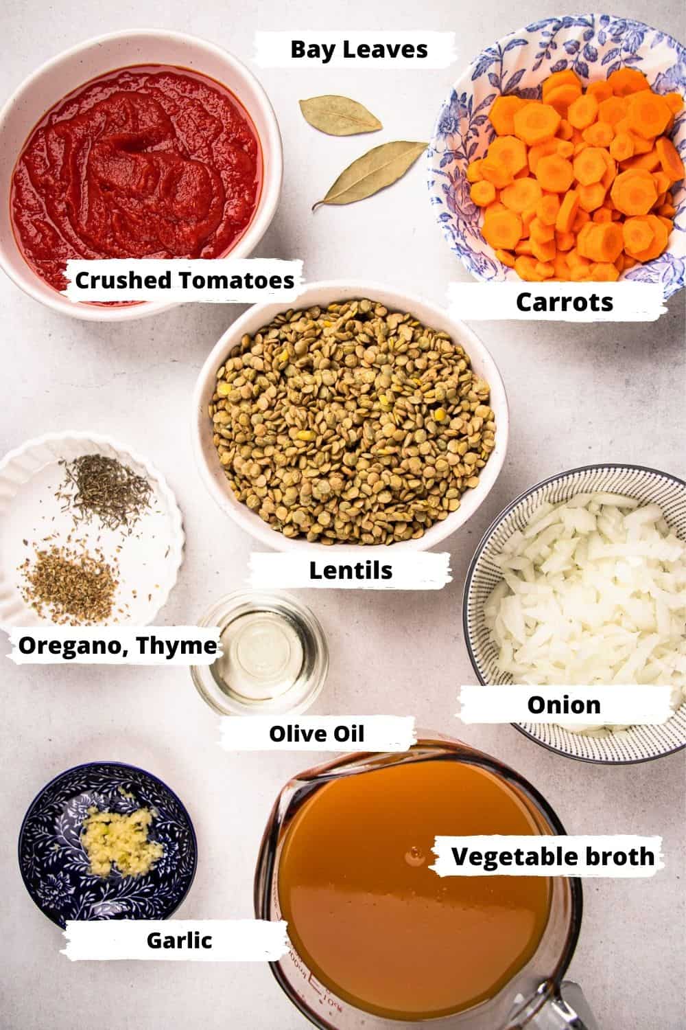 Ingredients for Lentil Soup.