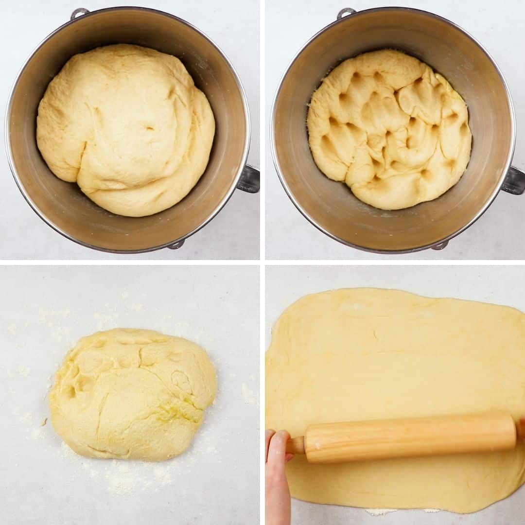 Process photos of how to make Overnight Cinnamon Rolls.