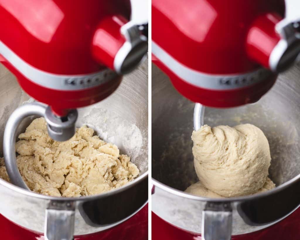 kneading dough in a stand mixer.