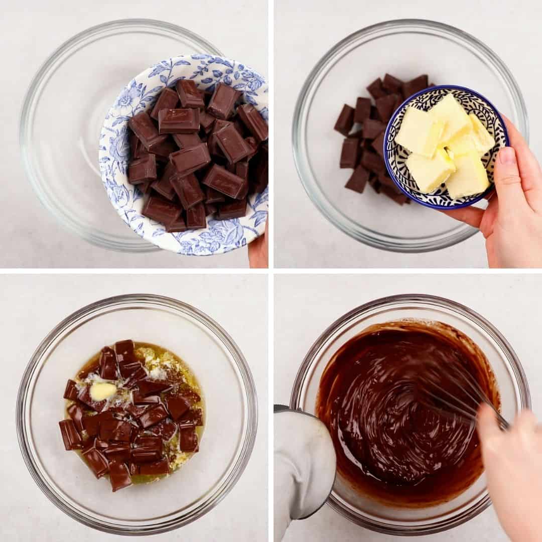 Process photos of how to make Brownie Cookies.