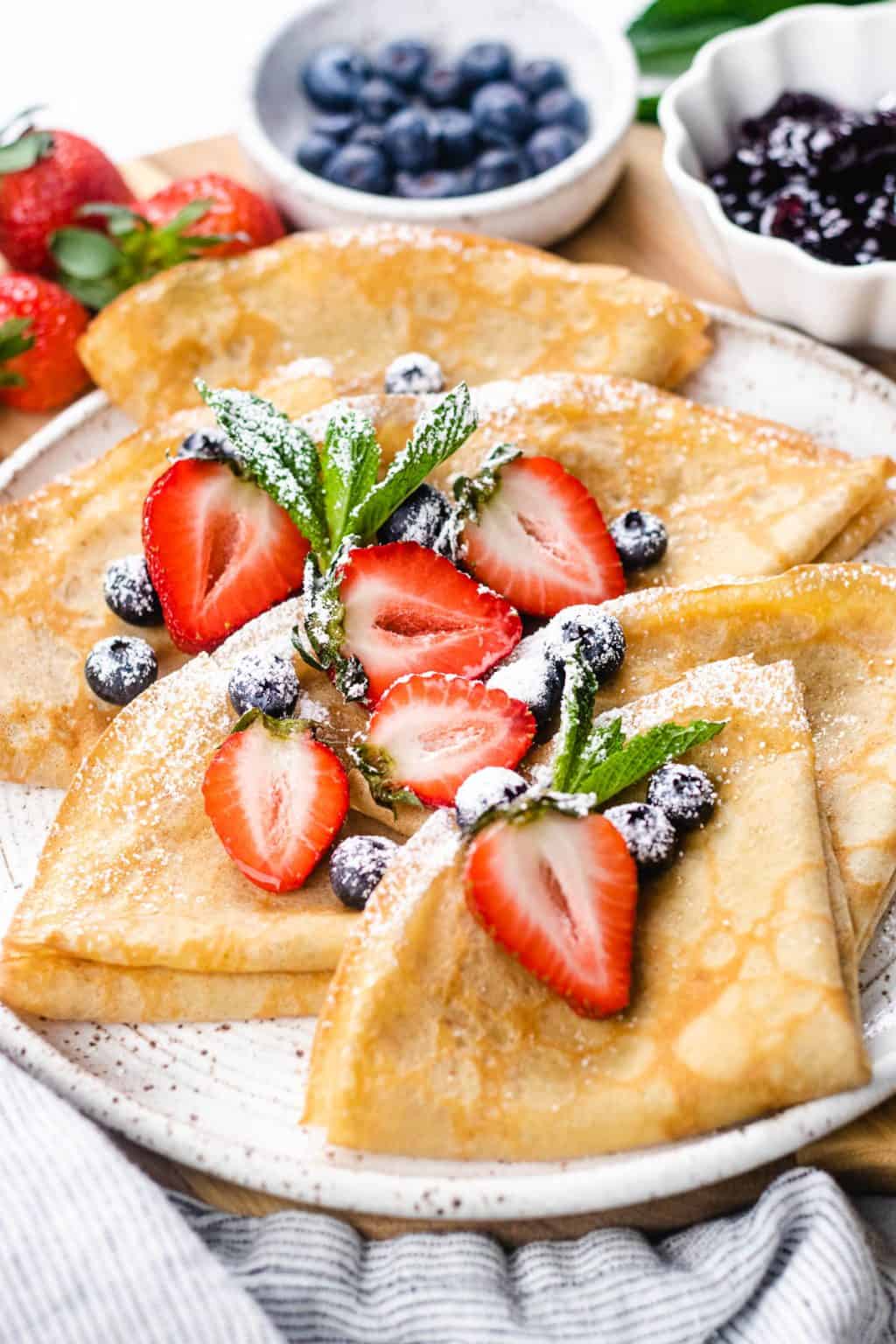 Freshly made crepes with delectable fillings and sauces at Café Brulee