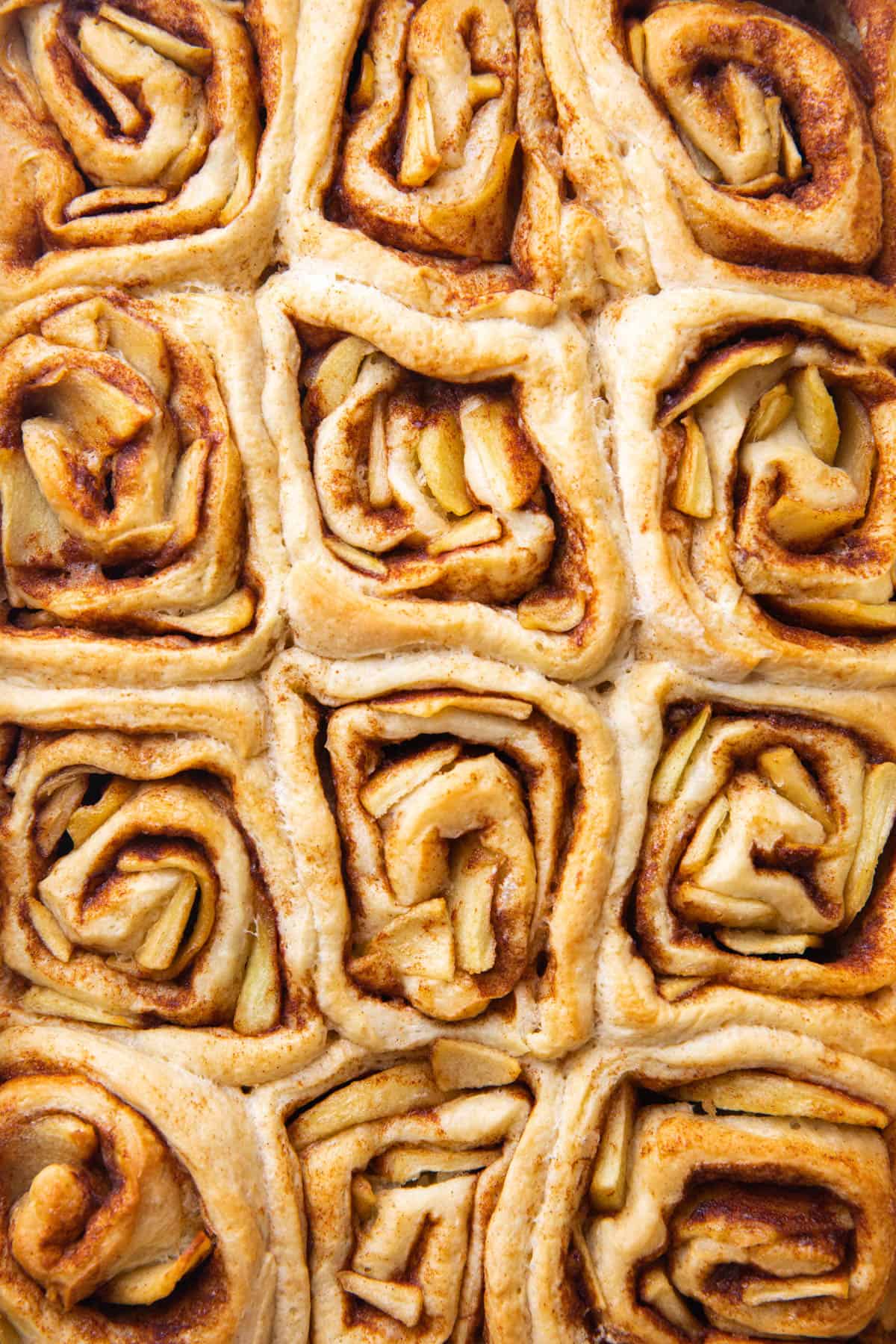 Close up photo of Apple Pie Cinnamon Rolls.