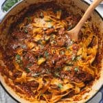 Short Rib Ragu with Pappardelle in a Dutch oven.