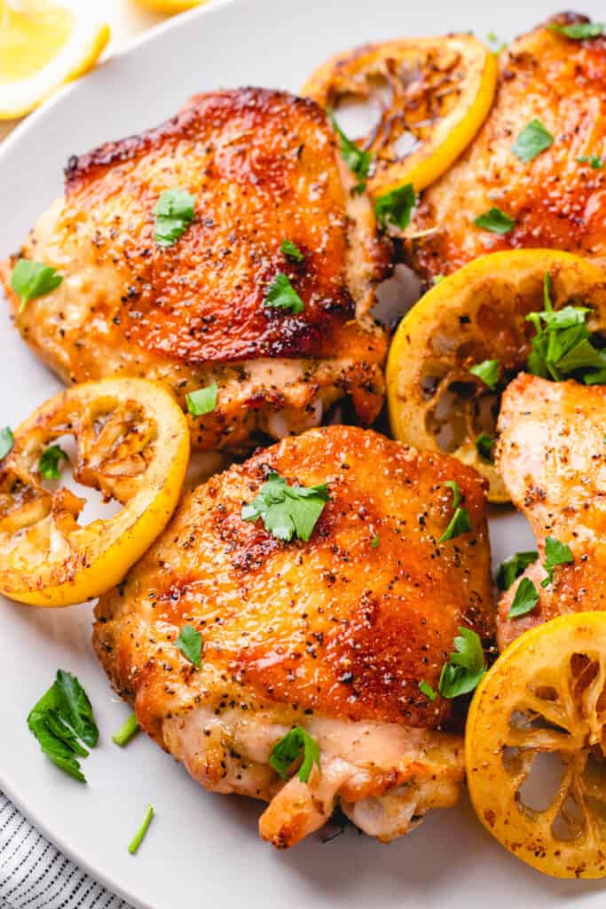 Oven Baked Lemon Pepper Chicken Thighs - Veronika's Kitchen